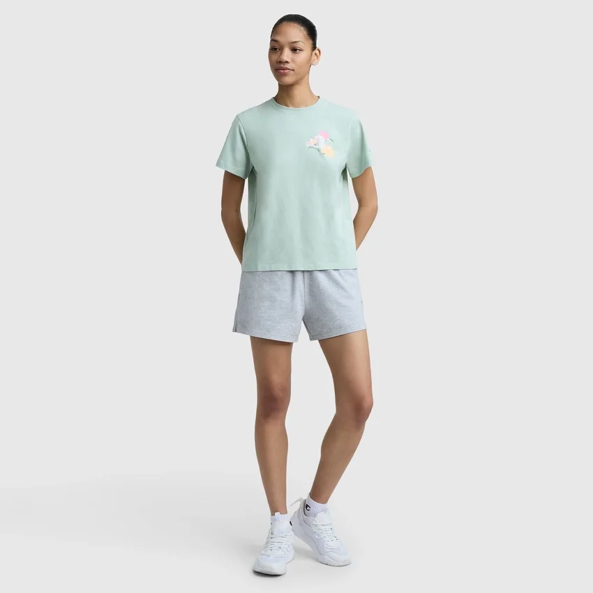 Camiseta con gráfico «C» en malla floral, C Logo