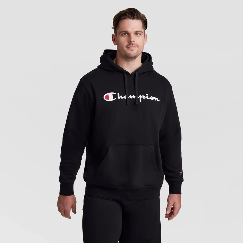 Sudadera con capucha Powerblend, Script Logo completo - Tallas grandes y altas