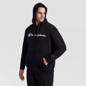 Sudadera con capucha Powerblend, Script Logo completo – Tallas grandes y altas