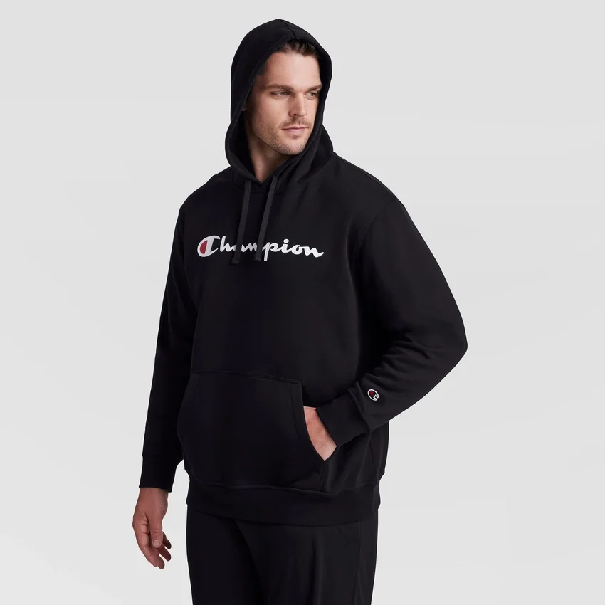 Sudadera con capucha Powerblend, Script Logo completo - Tallas grandes y altas