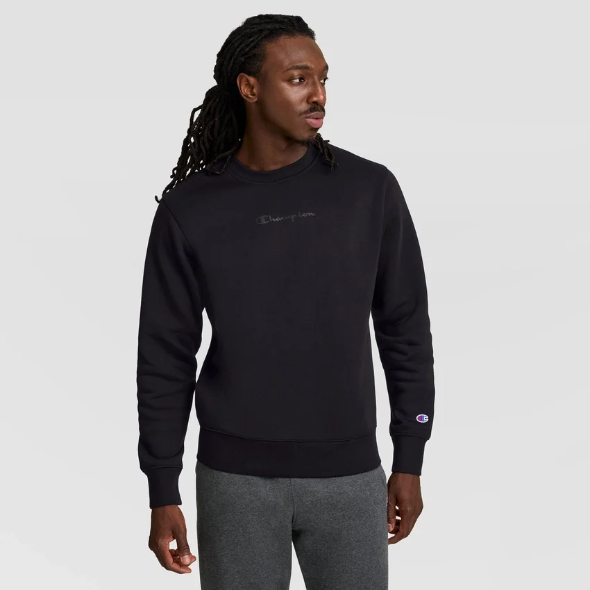 Sudadera de cuello redondo Powerblend, con Script Logo en letra cursiva a tono